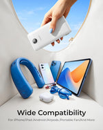 VEGER Portable Charger with Built-in AC Plug and Cables, All in One 10000mAh Ultra Slim Power Bank Travel Essentials, Fast Charging Battery Pack Compatible with iPhone, Samsung, Android, White