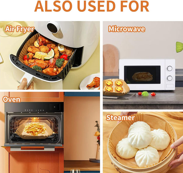 Air Fryer Disposable Paper Liner, Rectangular for Ninja 2-Basket Air Fryer, Natural Non-stick Parchment Paper Liner, 8.6x5.5 inch 125Pcs Rectangle Parchment Paper liners for DZ201, DZ401, FG551