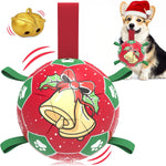 Qdan dog toys 6 inch world cup dog soccer ball with straps for small medium pet outdoor play