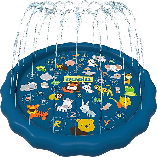 60-inch SplashEZ 3-in-1 kiddie pool and sprinkler for toddlers and babies, BPA-free water play mat for outdoor learning