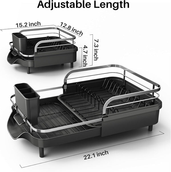 Expandable Stainless Steel Dish Drying Rack for Kitchen Counter