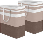 HomeHacks 2 Pack Large Laundry Baskets, Waterproof, Freestanding Laundry Hampers, Collapsible Clothes Hamper with Reinforced Handles in Laundry Room, College Dorm, Bathroom, Bedroom (Grey, 75Lx2)