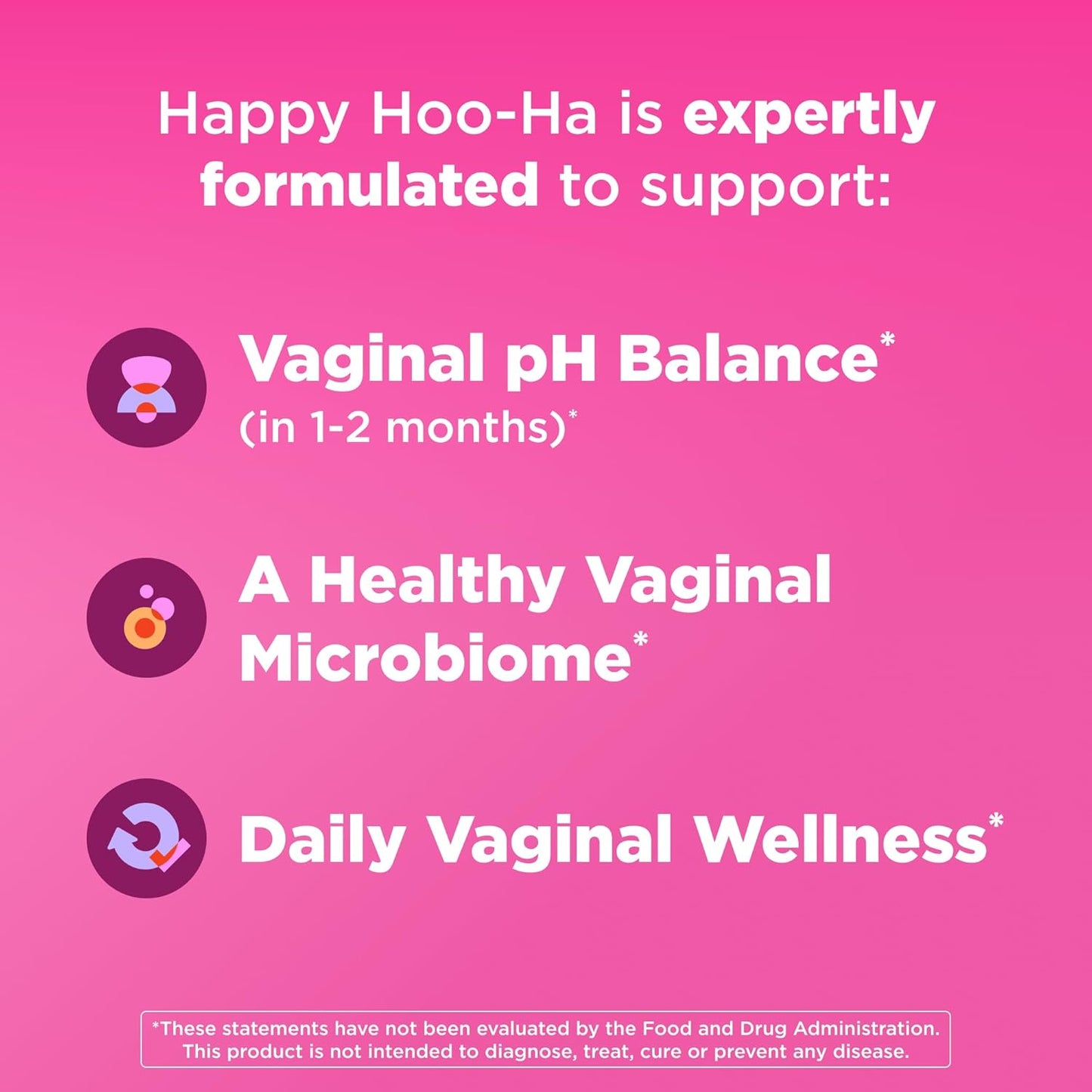 OLLY Happy Hoo-Ha Capsules, Probiotic for Women, Vaginal Health and pH Balance, 10 Billion CFU, Gluten Free - 25 Count