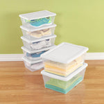 Sterilite 12-Pack 6 Quart Storage Boxes with Clear Plastic Bins and Snap-On Lids