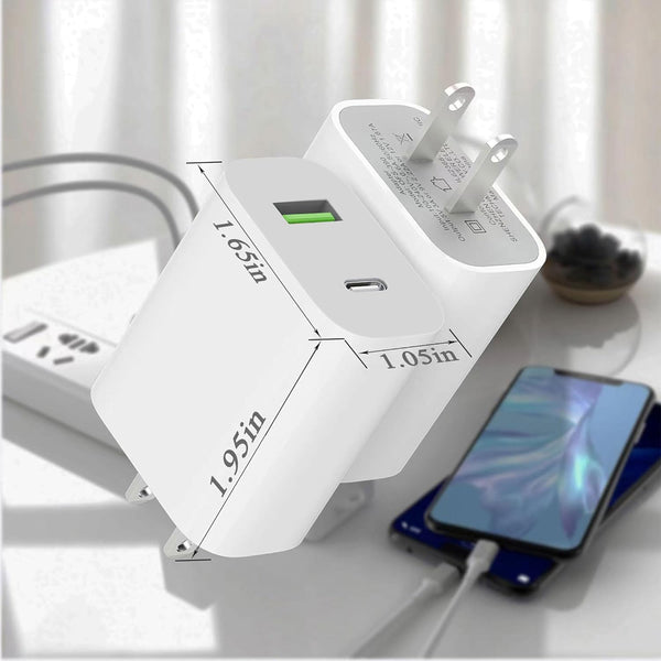 2 Pack USB C Charger Block, Dual Port Type C Wall Charger Fast Charging 20W Power Adapter Cube for iPhone 14/14 Pro/14 Pro Max/14 Plus/13/12/11, XS/XR/X, iPad, Samsung, More - Rayz Mart