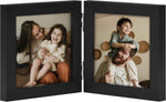 decorUhome Double 4x6 Picture Frame Vertical, Engineered Wood Bifold Photo Frame with Plexiglass for Tabletop Display, 4x6, Black