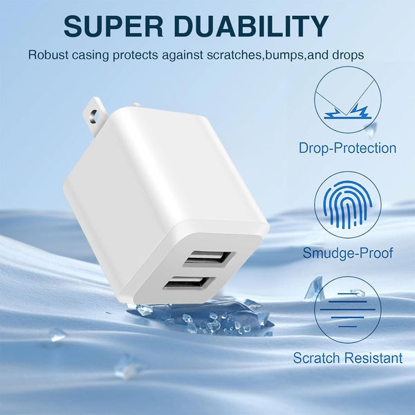 Dual Port USB Wall Charger with 3-Pack