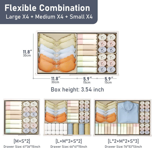 Beige Non-Woven Fabric Drawer Organizer Set of 12