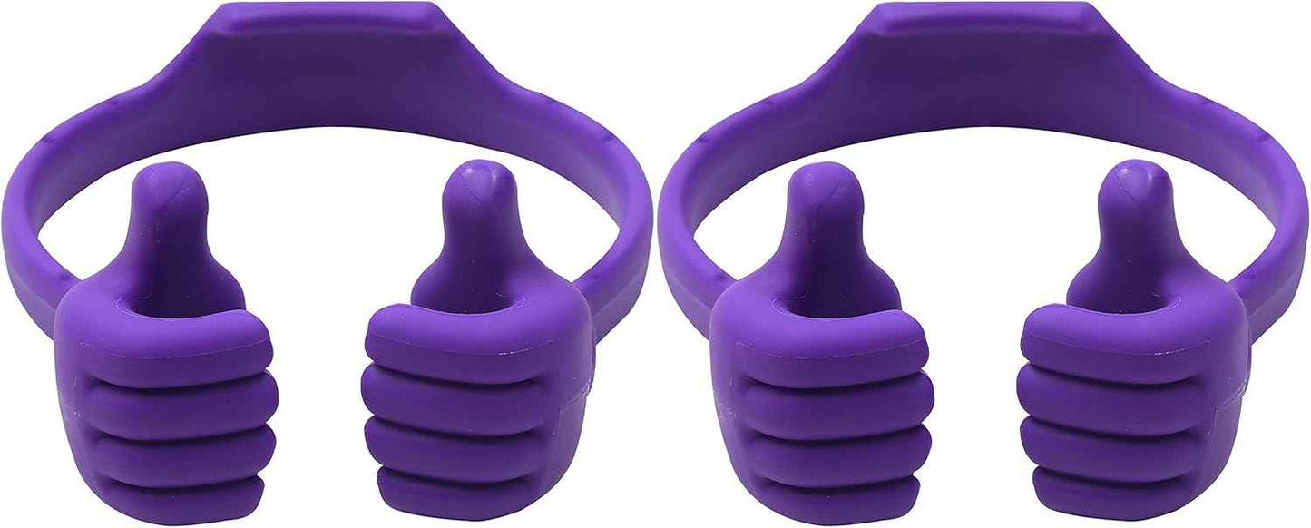 HONSKY Thumbs-Up Phone Stand for Tablets, E-Readers and Smart Phones – Green/Purple – 2 Count