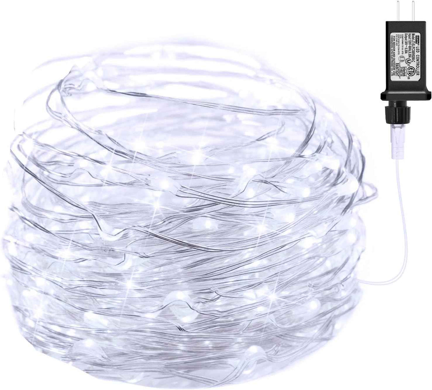 Minetom Fairy Lights Plug in, 33Ft 100 LEDs Waterproof Silver Wire Firefly Lights, Adaptor Included, Starry String Lights for Wedding Indoor Outdoor Christmas Patio Garden Decoration, Warm White