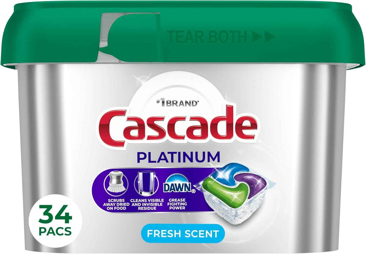 Cascade Platinum Dishwasher Pods, Dishwasher Detergent, Dish Detergent Soap, Fresh, 71 count