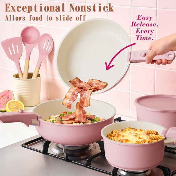 Umite Chef 21-Piece Non-Stick Ceramic Cookware Set with Detachable Handles