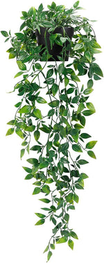 whonline fake hanging plants, artificial small potted, indoor outdoor aesthetic office living room shelf decor (1 pack)