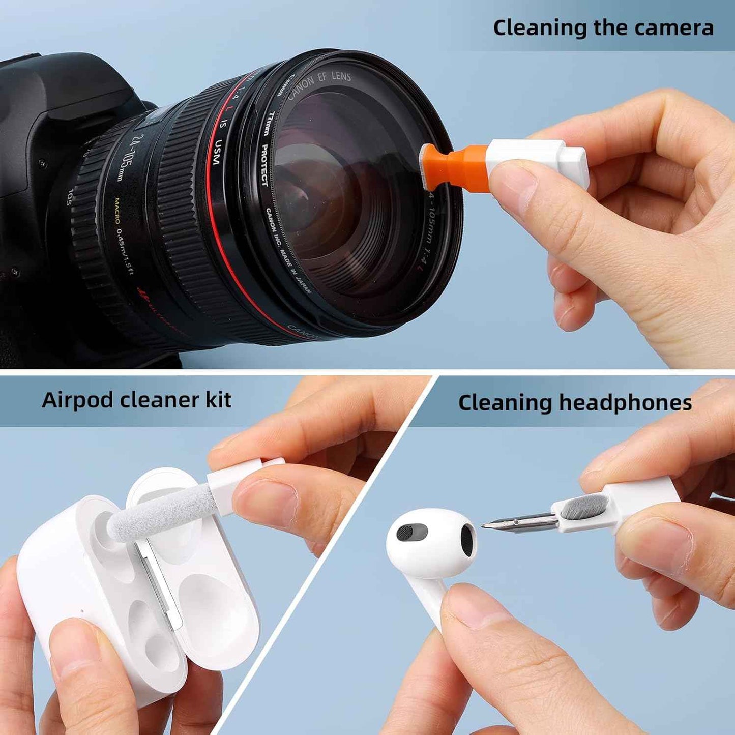 Keyboard Cleaning Kit Laptop Cleaner, 10-in-1 Computer Screen Cleaning Brush Tool, Multi-Function PC Electronic Cleaner Kit Spray for iPad iPhone Pro, Earbuds, Camera Monitor, All-in-one with Patent