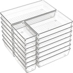 6 pack large clear plastic drawer organizer trays for kitchen utensils and office desk