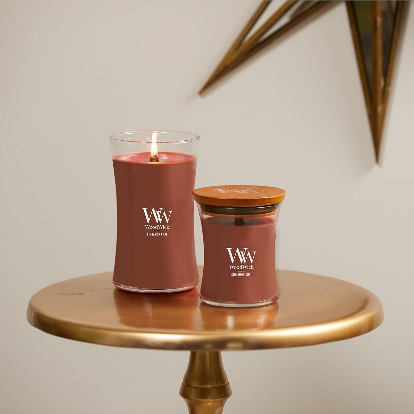 WoodWick Cinnamon Chai Holiday Candle Gifts for Women and Men, 9.7 oz Medium Hourglass Candle with Crackling Wick