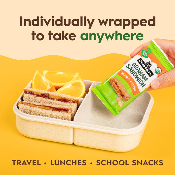 Once Again Peanut Butter Crackers Graham Sandwiches - Gluten Free Graham Crackers with Organic Peanut Butter Filling - Vegan, Organic Snacks for Kids - Lunch Snacks Individually Wrapped, 8 Count