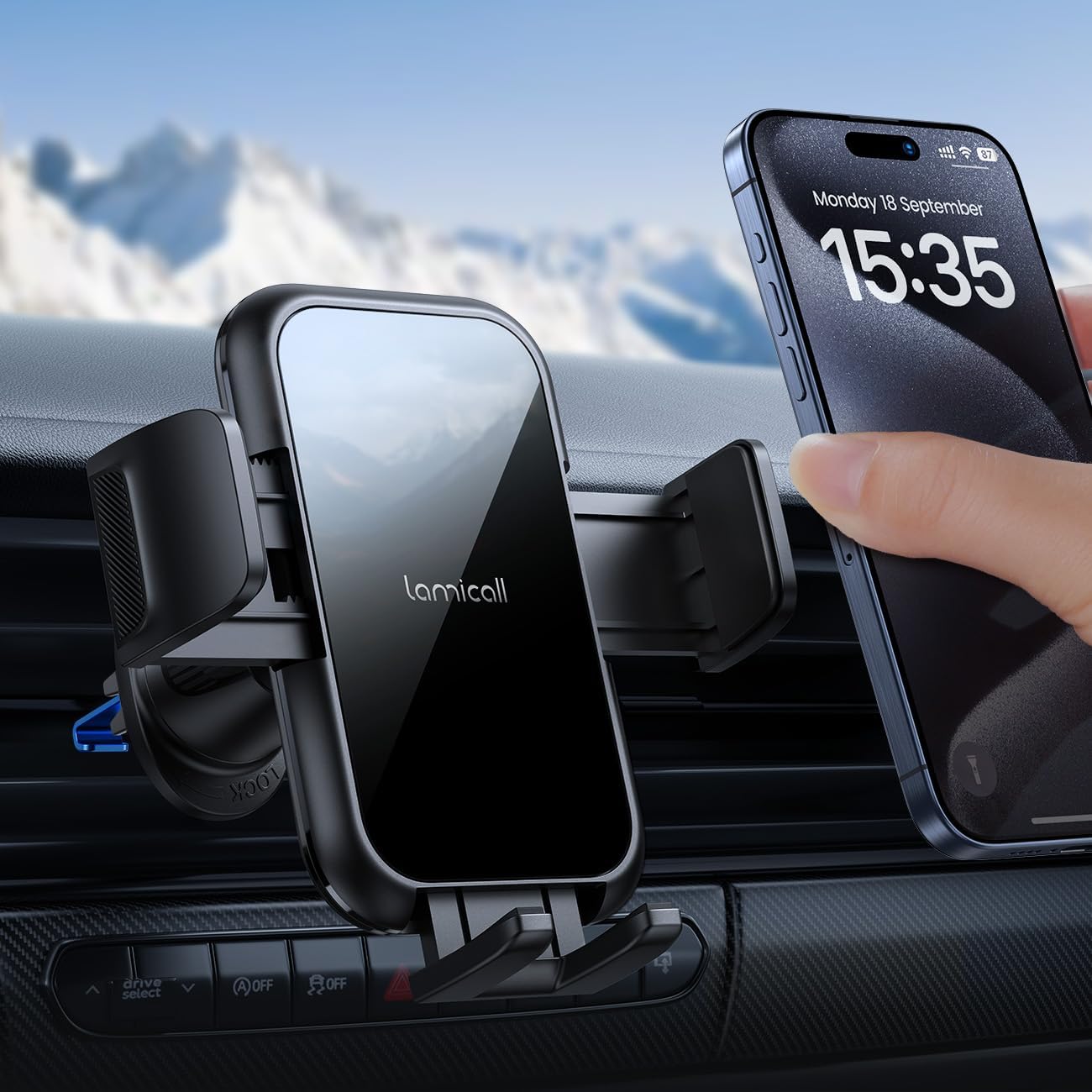 Lamicall 2025 Wider Clamp & Metal Hook Car Phone Holder Vent [Thick Cases Friendly] Phone Holders for Your Car Mount Automobile Hands Free Cradle Air Vent for iPhone 17 16 15 14 13 Pro Max Smartphone