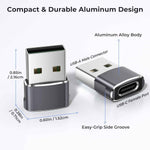Basesailor USB to USB C Adapter,USBC Female to USB A Male Adapter,Type C Converter Charger for iPhone 17 Pro Max,16 15,Apple Watch iWatch S11 S10 SE,AirPods 3,iPad mini Air,Samsung Galaxy S25,Gray
