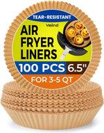 Air Fryer Paper Liners: 125Pcs Parchment Paper, Air Fryer Liner Disposable, Oilproof Waterproof Airfryer Basket Liner Square (6.5inch)