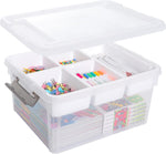 17-Quart Plastic Storage Box with Removable Tray for Arts and Crafts Supplies