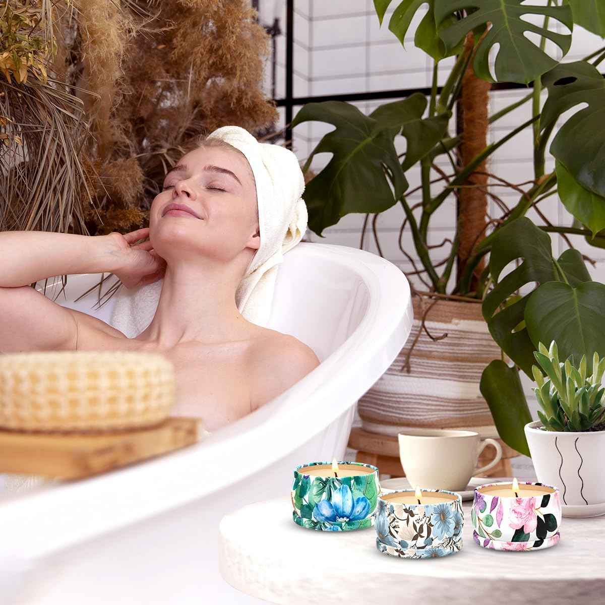 5 Set Highly Scented Candles Gift Set for Home Women, Decorative Natural Soy Wax Aromatherapy Candles for Christmas - 1pc 13.5oz BlackBerry and 4pcs 2.5oz Rose, Lemon, Vanilla and Gardenia Fragrance