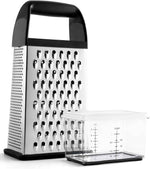 Urbanstrive 18/8 Stainless Steel Cheese Grater with Container Box, Zester, and Dishwasher Safe Kitchen Gadgets