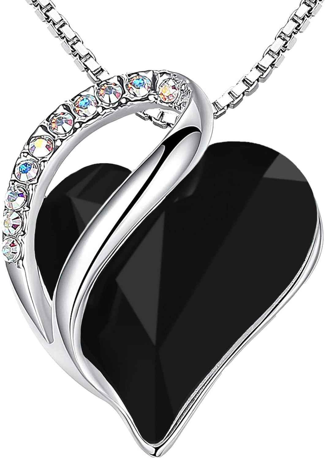 Leafael Valentine's Day Gift Necklaces for Women, Infinity Love Birthstone Heart Crystal Pendant, Birthday Anniversary Jewelry for Wife, Mom, and Her, Silver Plated, 18" + 2" Adjustable Chain | Gifts for Her, Birthday Jewelry, 18 plus 2 inch, Mom, Wife