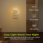 auvon plug-in led backlit night light with motion sensor and dusk to dawn sensor, warm white, adjustable brightness (4 pack)
