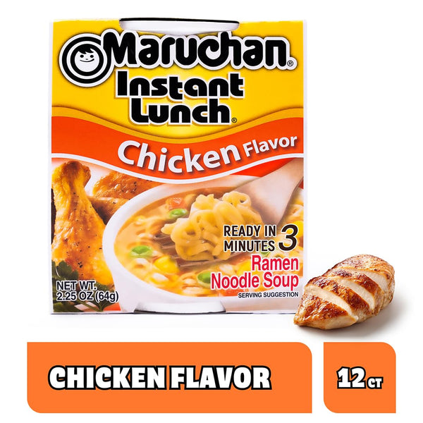 Maruchan Instant Lunch Ramen Noodles, Chicken Flavor - Japanese-Style Instant Noodle Soup, Ready in 3 Minutes