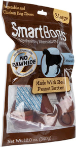 SmartBones Dog Chews, Rawhide-Free and Made with Real Meat, 3 Large, Fun-Shaped Treats