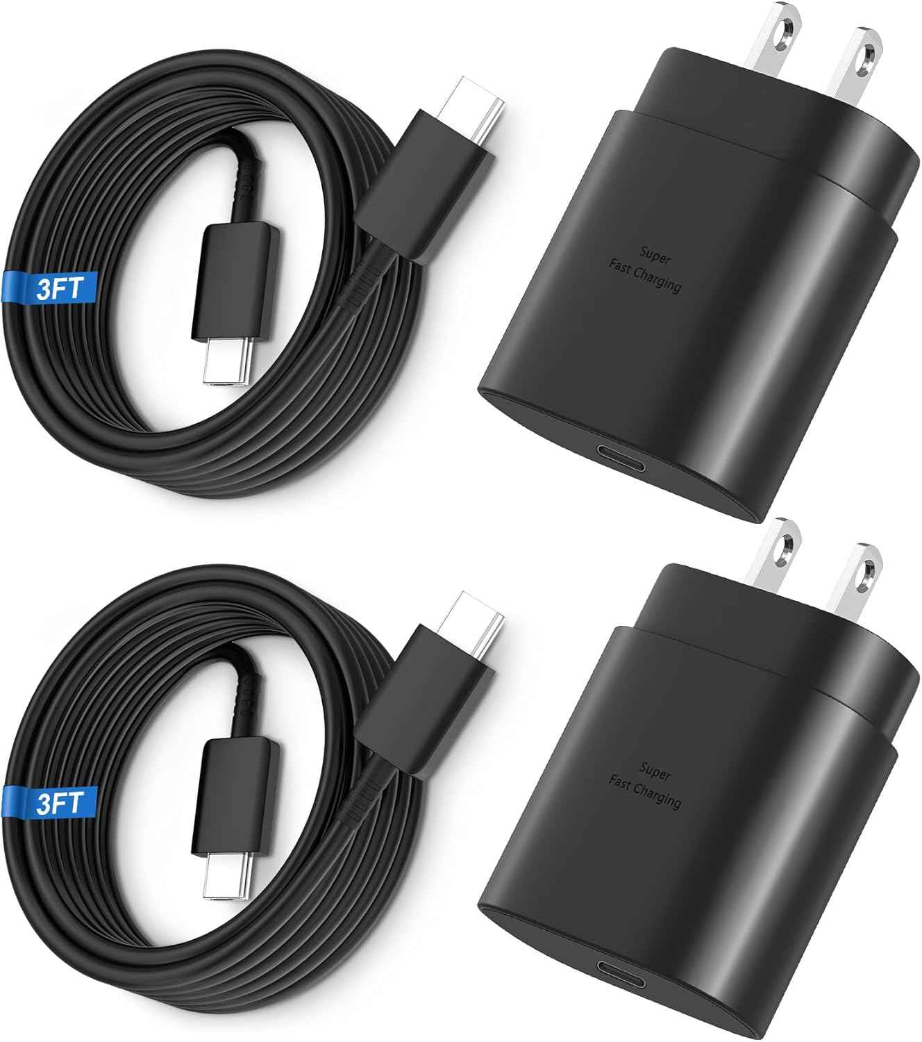 Super Fast Charger Type C, 25W USB C Wall Charger Fast Charging for Samsung Galaxy S25 Ultra/S25/S25+/S24+/S24 Ultra/S24/S24+/S23 Ultra/S22 Ultra/S21 with 10FT Long Android Type C Charger Cable 2Pack