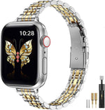 MioHHR silver/gold stainless steel Apple watch band compatible with 42mm, 41mm, 40mm, 38mm