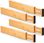 Adjustable bamboo drawer dividers for kitchen, bathroom, and bedroom