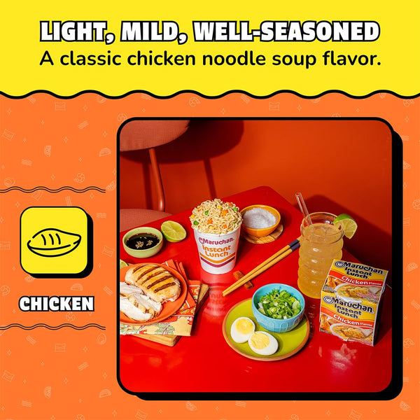 Maruchan Instant Lunch Ramen Noodles, Chicken Flavor - Japanese-Style Instant Noodle Soup, Ready in 3 Minutes