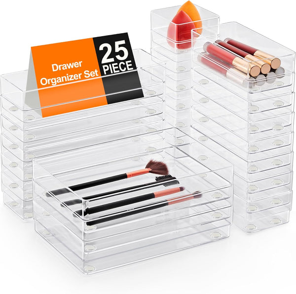 7-Piece Drawer Organizer Set with Non-Slip Pads for Desk, Kitchen, and Bedroom Drawers
