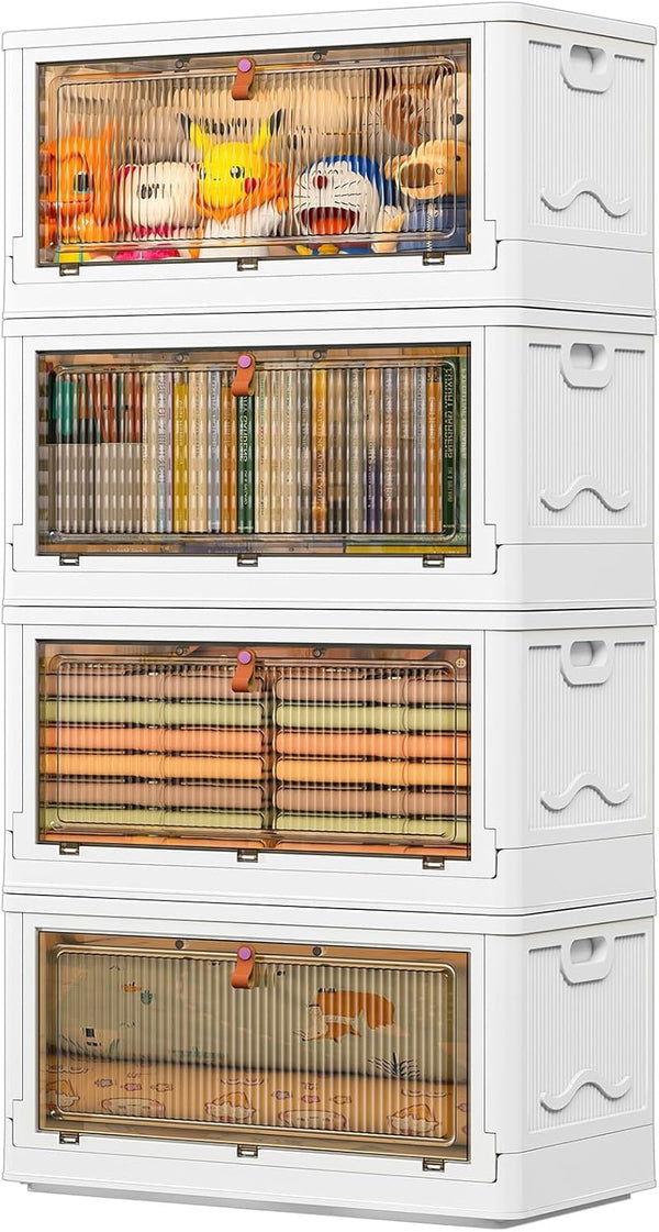 4 Tier Plastic Storage Bins with Lid for Living Room Office Dorm