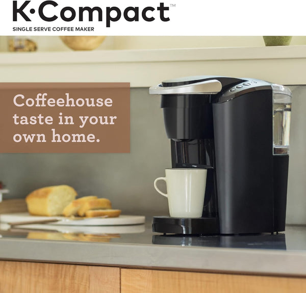 Compact single-serve K-Cup pod coffee maker with 3 brew sizes and smart start feature