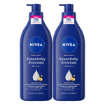 nivea essentially enriched body lotion for dry skin with hyaluronic acid, 16.9 fl oz, pack of 2