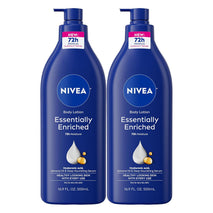 nivea essentially enriched body lotion for dry skin with hyaluronic acid, 16.9 fl oz, pack of 2
