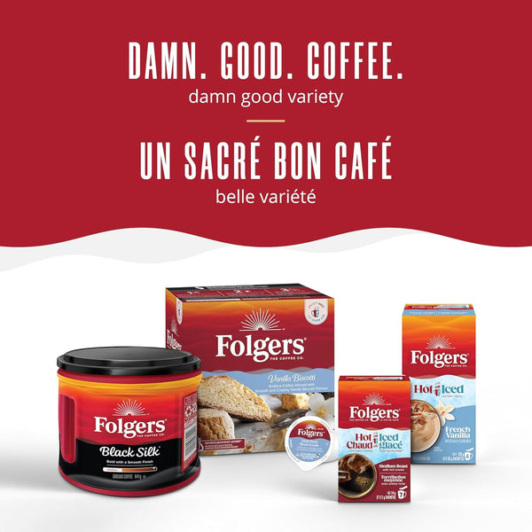 Folgers Vanilla Biscotti Coffee K-cups, 30-count box, 270g, imported from Canada