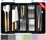 Large Silverware Organizer for Kitchen Drawers, Expandable Utensil Drawer Organizer