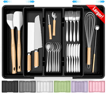 Large Silverware Organizer for Kitchen Drawers, Expandable Utensil Drawer Organizer