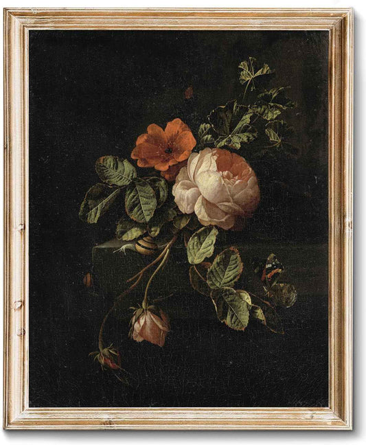 RETRART Vintage Wall Art, Vintage Floral Wall Art Prints - Moody Dark Academia Decor for Rustic Aesthetic - 8" x 10" Unframed Canvas Prints for Bedroom Living Room Bathroom Wall Decor