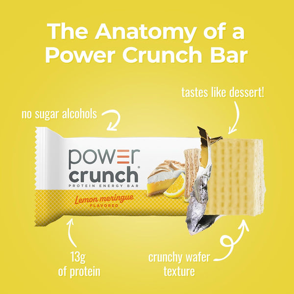 Power Crunch Protein Energy Wafer Bars, Lemon Meringue, 1.4 Ounce, 12 Count