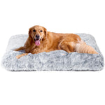 eheyCiga fluffy dog crate bed for extra large dogs, grey, 48" x 30" x 7"