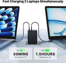 2 Pack 200W USB C Charger Block, Foldable 4-Port GaN5 Super Fast Charger USB C, Dual 65W Type C Charging Block, Laptop Fast Charging Adapter for MacBook Pro/Air, iPad, iPhone, Samsung Galaxy Black
