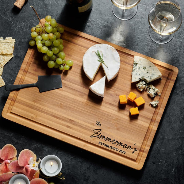 Personalized bamboo cutting board with custom engraving