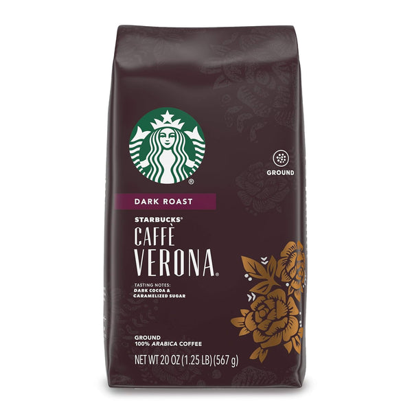 starbucks 18-oz italian roast dark roast ground coffee 100% arabica whole beans