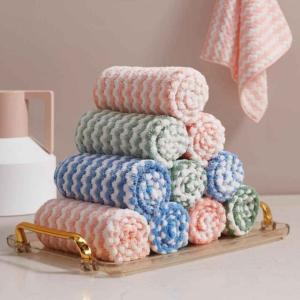 JOYMOOP 18 Pack Microfiber Cleaning Cloth, Kitchen Towels for Dish Drying Washing, Absorbent Streak Free Lint Free Rags for Cleaning, Reusable and Washable Towels - 10" x 10"